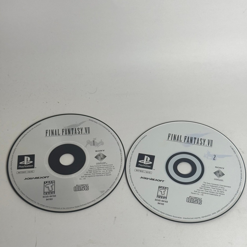 Final Fantasy VII PS1 Discs 1 and 2 Squaresoft Sony PlayStation Tested WORKS